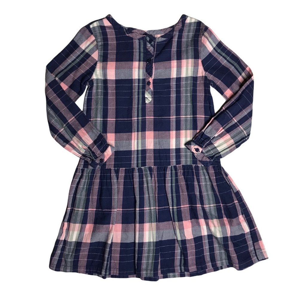 Gap plaid flannel dress S blue pink